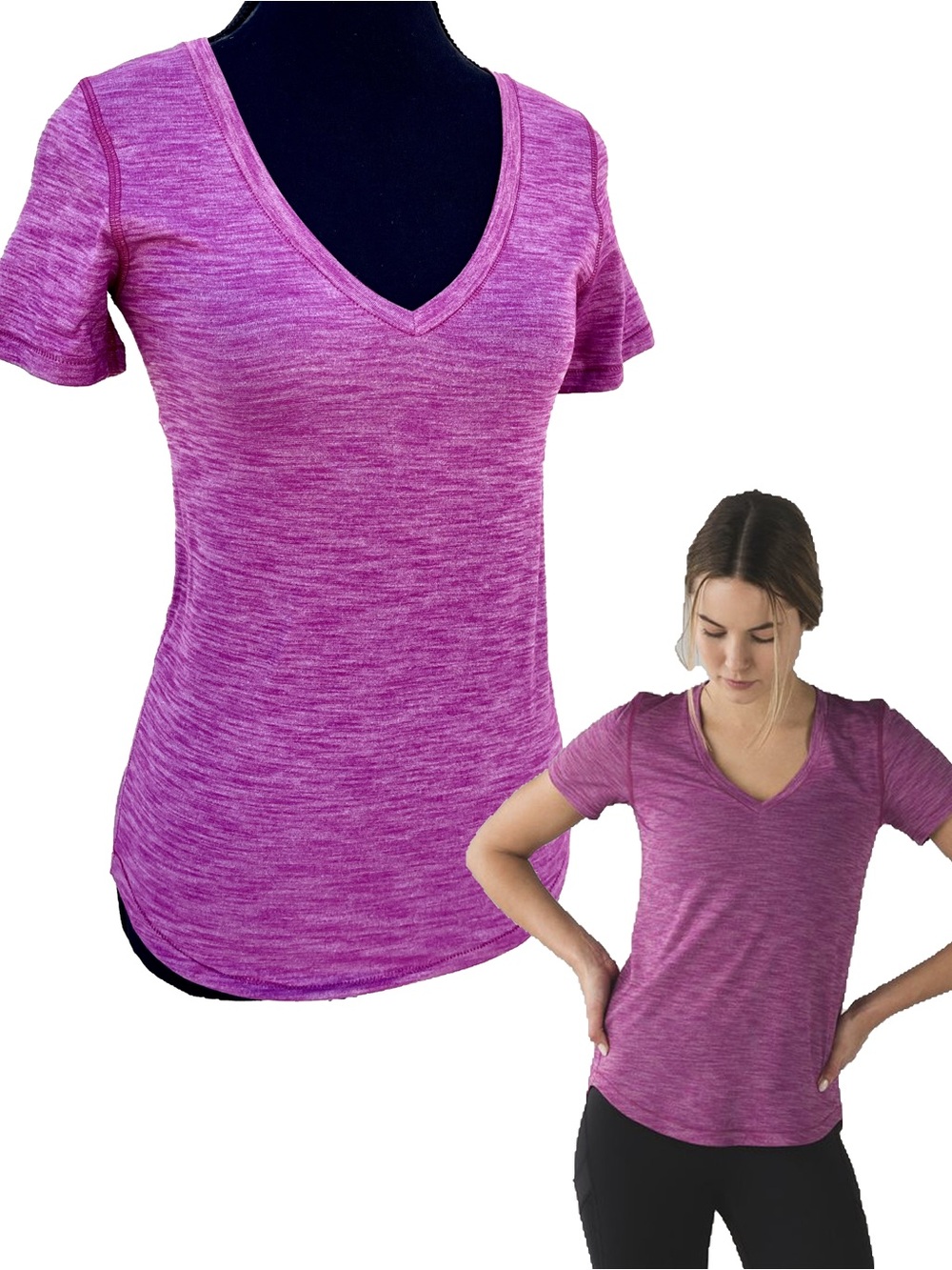 Lululemon What‎ the Sport V Neck Comfy Soft Gym Yoga Leisure Tee Plum Pink XS W2